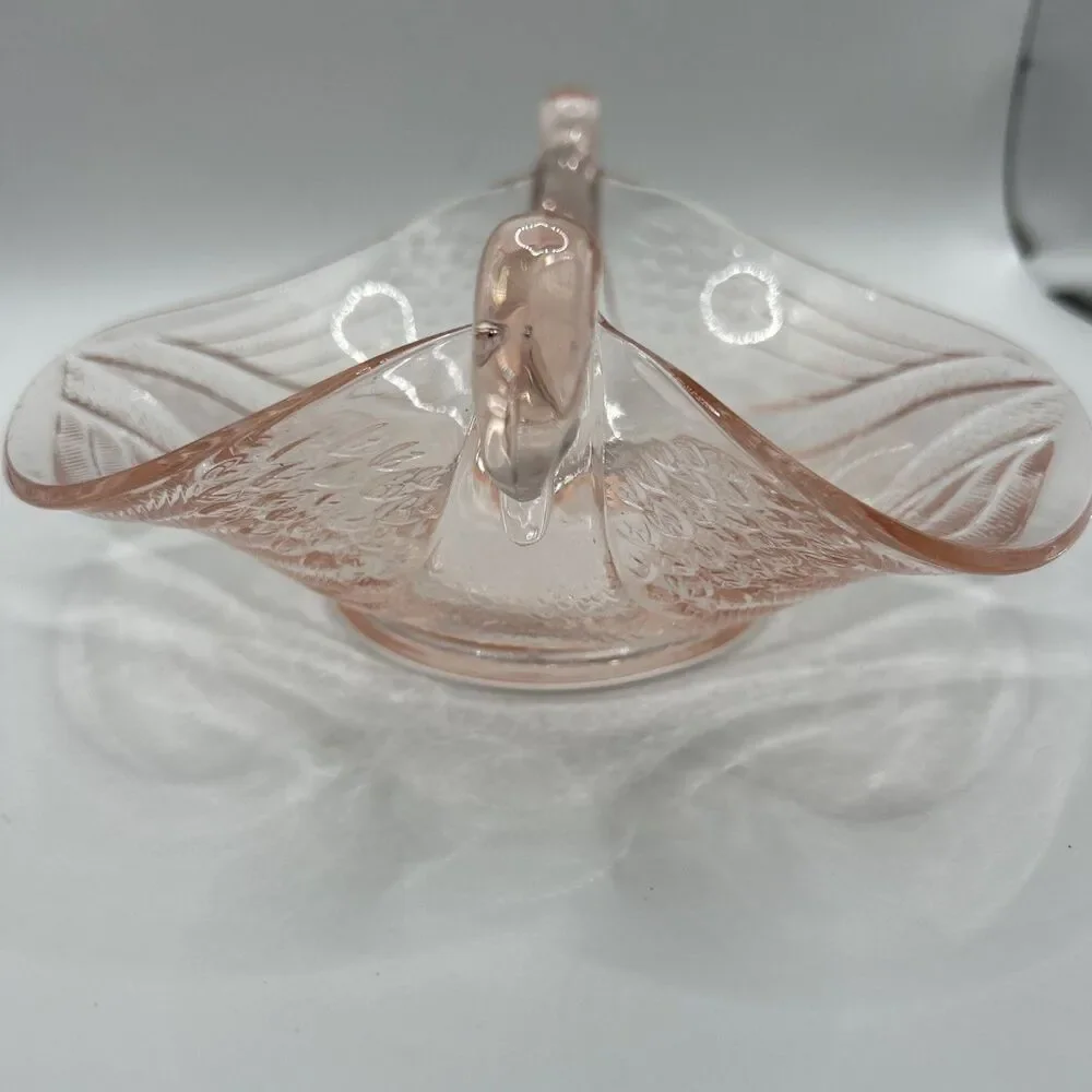 Fenton Pink Depression Glass Double Swan Console Bowl VTG Excellent Condition